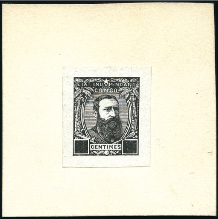 Stamp of Belgian Congo » Congo Belge 1887 Léopold II - Genèse Épreuve du coin en noir, sans indication de la val