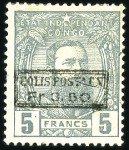 Stamp of Belgian Congo » Belgian Congo 1889 Parcel Post 3F50 sur 5F, lot comprenant deux 5F violet avec re