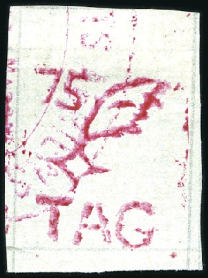 1921 T.A.G. 75c Red First Issue imperf on vert. la