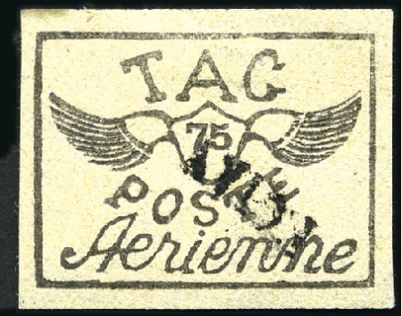 1921 75c Winged Shield on pale yellow, clear "AVIO