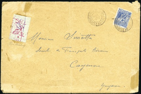 1921 75c Red, imperf on laid paper, with ms cancel