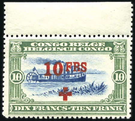 Stamp of Belgian Congo » General Issues from 1909 (June) 1918 Croix Rouge, 10F + 10F, neuf avec gomme intac