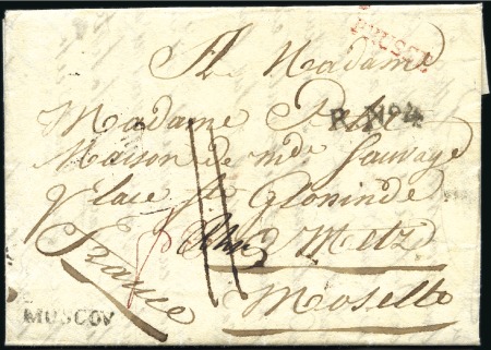 Stamp of Russia » Russia Imperial Pre-Stamp Postal History 1804 Cover to France bearing straightline 'MOSCOV'