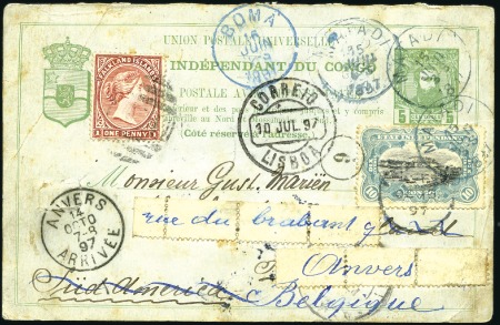 Stamp of Belgian Congo » Congo Belge  1894 « Mols » - Affranchissements DESTINATION: LES ILES MALOUINES

10c bleu sur en