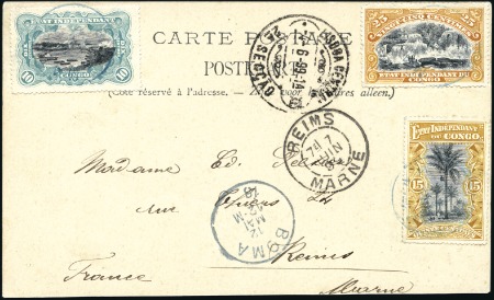 Stamp of Belgian Congo » Congo Belge  1894 « Mols » - Affranchissements 25c + 15c + 10c sur carte postale avec pour thème 