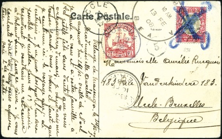 Stamp of Belgian Congo » Congo Belge Affranchissements Mixtes 1908 Carte postale écrite par un missionnaire le 2