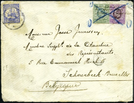 Stamp of Belgian Congo » Congo Belge Affranchissements Mixtes 1908 Enveloppe en provenance de Ruzize au Kivu dat