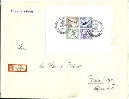 Stamp of Olympics » 1936 Berlin » Stamps Set of two miniature sheets cancelled on large registered covers
