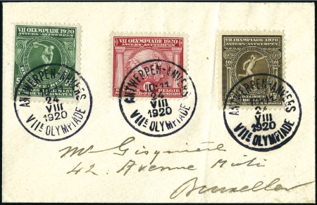 1920 (Aug 24) Small envelope with Olympic set of 3