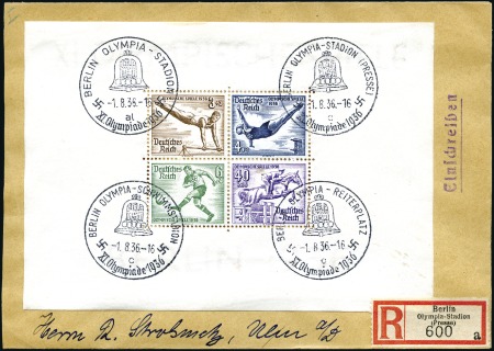 Stamp of Olympics Group of 13 registered covers incl. five pairs of 