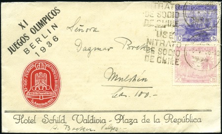 Stamp of Olympics 1936 Berlin: Printed advertising envelope for Hote