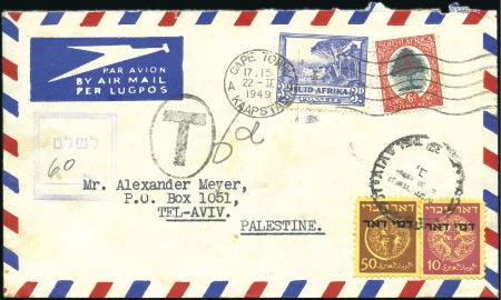 1949 (Feb. 22) Airmail cover from SOUTH AFRICA to 