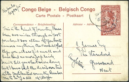 Stamp of Belgian Congo » Belgian Congo WWI 1914-1918 SPICER-SIMPSON: Entier à 10c du 8 sept 1915 envoyé