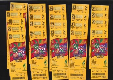 Stamp of Olympics TICKETS: Collection of tickets, incl. 5 uncut proo