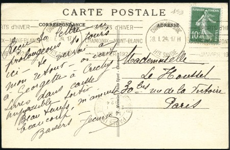 Cancels: Postcard franked Sower 10c tied by CHAMON