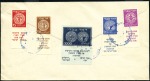 Stamp of Israel » Israel 1948 "Doar Ivri" Complete Sets Cover franked on the front with 1st Coins 3m (roul