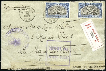 Stamp of Belgian Congo » Belgian Congo WWI 1914-1918 1915 Enveloppe recommandée de Madimba pour la Suis