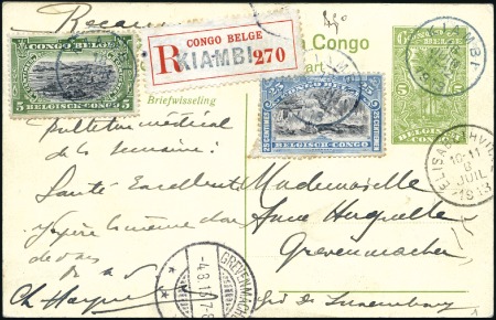 Stamp of Belgian Congo » General Issues from 1909 (June) 1910 "Bilingues" 5c et 25c sur entier à 5c recomma