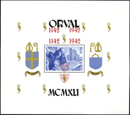 Stamp of Belgium 1942 Orval surchargé 1142 1942, variété: DOUBLE su
