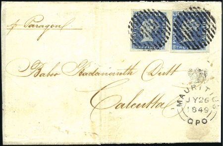 Stamp of Mauritius IMPORTANT "POST PAID" EARLIEST IMPRESSION COVER TO