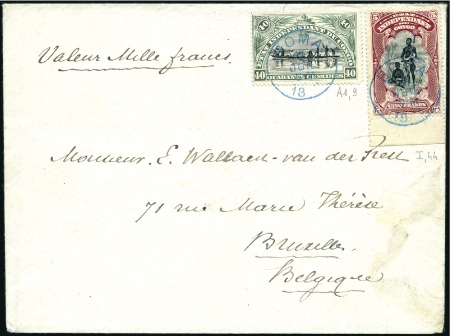 Stamp of Belgian Congo » Congo Belge  1894 « Mols » - Affranchissements Deux lettres, l'une en valeur déclaré avec un 5F e