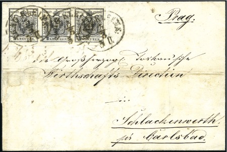 Stamp of Austria 1854 Folded lettersheet franked 1850 issue 2Kr han