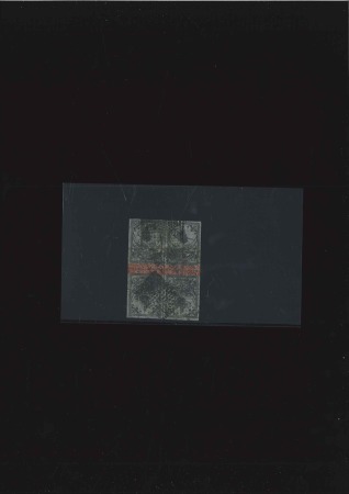 Stamp of Turkey » Tughra Issue » 1863-65 2nd Printing: Wide Spaced, Thin Paper TÊTE-BÊCHE BLOCK OF FOUR

1pi black on grey, wit