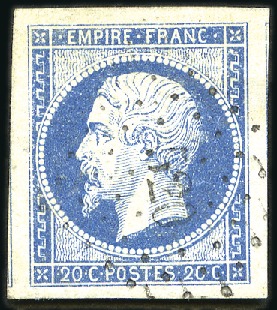 Stamp of France 1853-60 20c Empire non dentelé avec grands bouleva