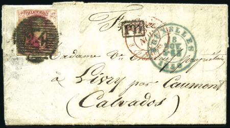 Stamp of Belgium » Belgique. 1849 Médaillons (filigrane encadré) - Émission 40c Carmin, bien margé, oblitération de la percept