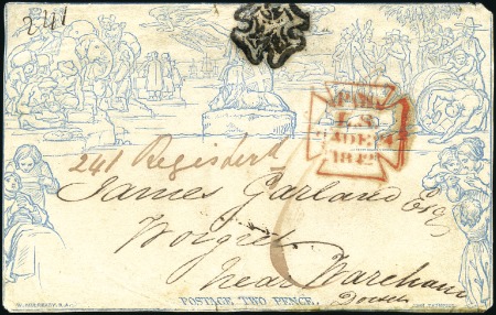 Stamp of Great Britain » 1840 Mulreadys & Caricatures 1842 (Dec 24) 2d Mulready front SENT REGISTERED fr