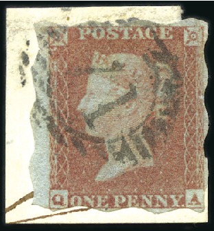 Stamp of Great Britain » 1841 1d Red TREASURY ROULETTE: 1d Red-Brown QA with "Treasury 