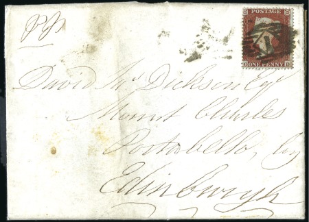 Stamp of Great Britain » 1854-70 Perforated Line Engraved 1854 1d Red-Brown pl.170 OD tied to mourning entir