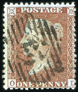 Stamp of Great Britain » 1854-70 Perforated Line Engraved 1855 1d Red-Brown pl.26 OL with London "23" numera