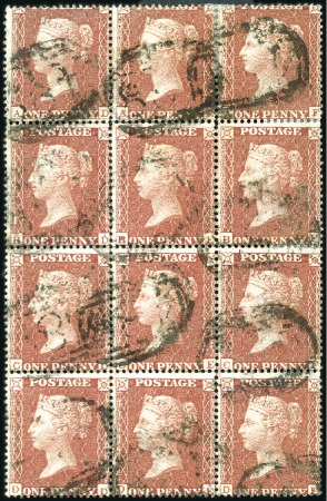 Stamp of Great Britain » 1854-70 Perforated Line Engraved 1855 1d Red-Brown pl.6 AD/DF block of twelve with 
