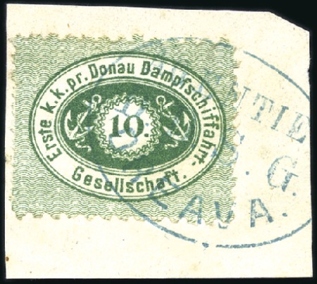 Stamp of Bulgaria » Austrian Levant Post Offices 1866-67 DDSG: 10Kr green (2) tied to fragments by 