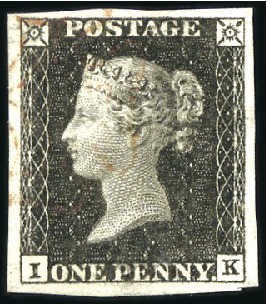 Stamp of Great Britain » 1840 1d Black and 1d Red plates 1a to 11 Plate 1a IK with good to very large margins, faint