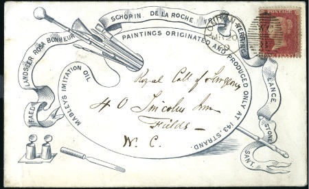 Stamp of Great Britain » Hand Illustrated and Printed Envelopes 1860 (Mar 20) "Maberly's Imitation Oil / Paintings
