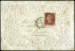 1861 (Feb 14) Elaborate embossed envelope with 185