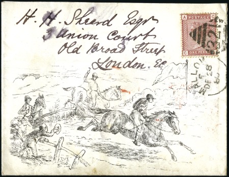 Stamp of Great Britain » Hand Illustrated and Printed Envelopes 1880 (Dec 28) Printed illustrated envelope depicti