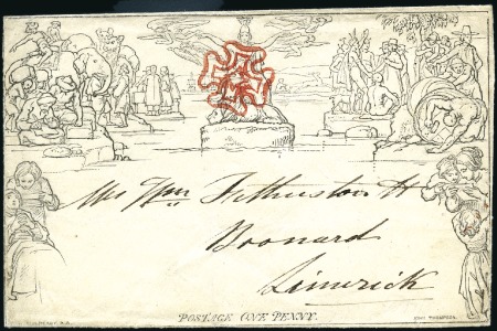 Stamp of Great Britain » 1840 Mulreadys & Caricatures 1841 (Jan 15) 1d Mulready envelope, stereo A135, f