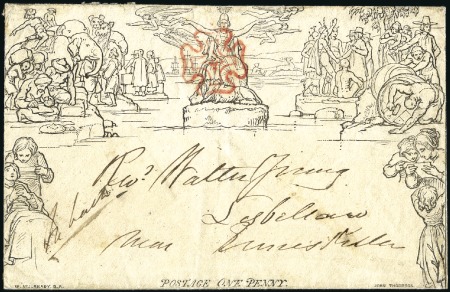 Stamp of Great Britain » 1840 Mulreadys & Caricatures 1840 (Nov 9) 1d Mulready envelope, stereo A135, fr
