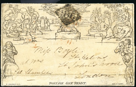 Stamp of Great Britain » 1840 Mulreadys & Caricatures 1846 (Oct 10) 1d Mulready wrapper, stereo A71, fro