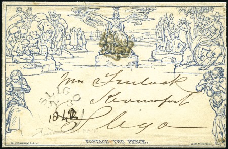 1842 (Jul 3) 2d Mulready wrapper from Dublin to Sl