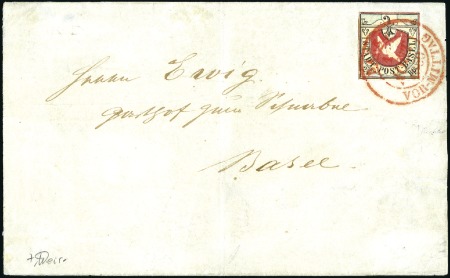 Stamp of Switzerland / Schweiz » Kantonalmarken » Basel Basler Taube mit Plattenfehl "farbloser Fleck link