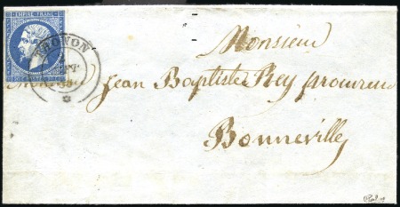 Stamp of France 1860 Càd SARDE de THONON 2 sept 60 sur 20c bleu Em