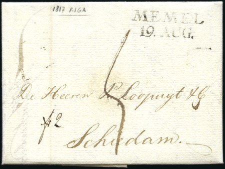 1817 Cover from Riga to Holland with MEMEL pmk, ve