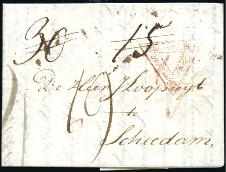 Stamp of Russia » Russia Imperial Pre-Stamp Postal History 1815 Cover from Libau to Holland with red "Dusseld