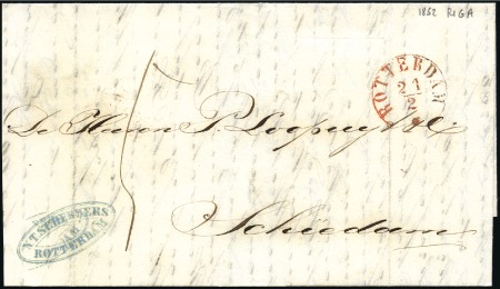 1852 Cover from Riga to Holland with forwarding Ag