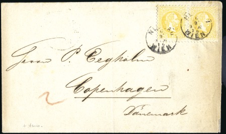 1870 Printed matter to DENMARK with 2k yellow in p