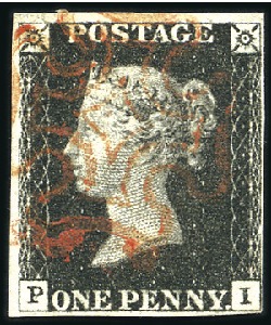 Stamp of Great Britain » 1840 1d Black and 1d Red plates 1a to 11 1840 1d Black pl.6 PI with close to very good marg